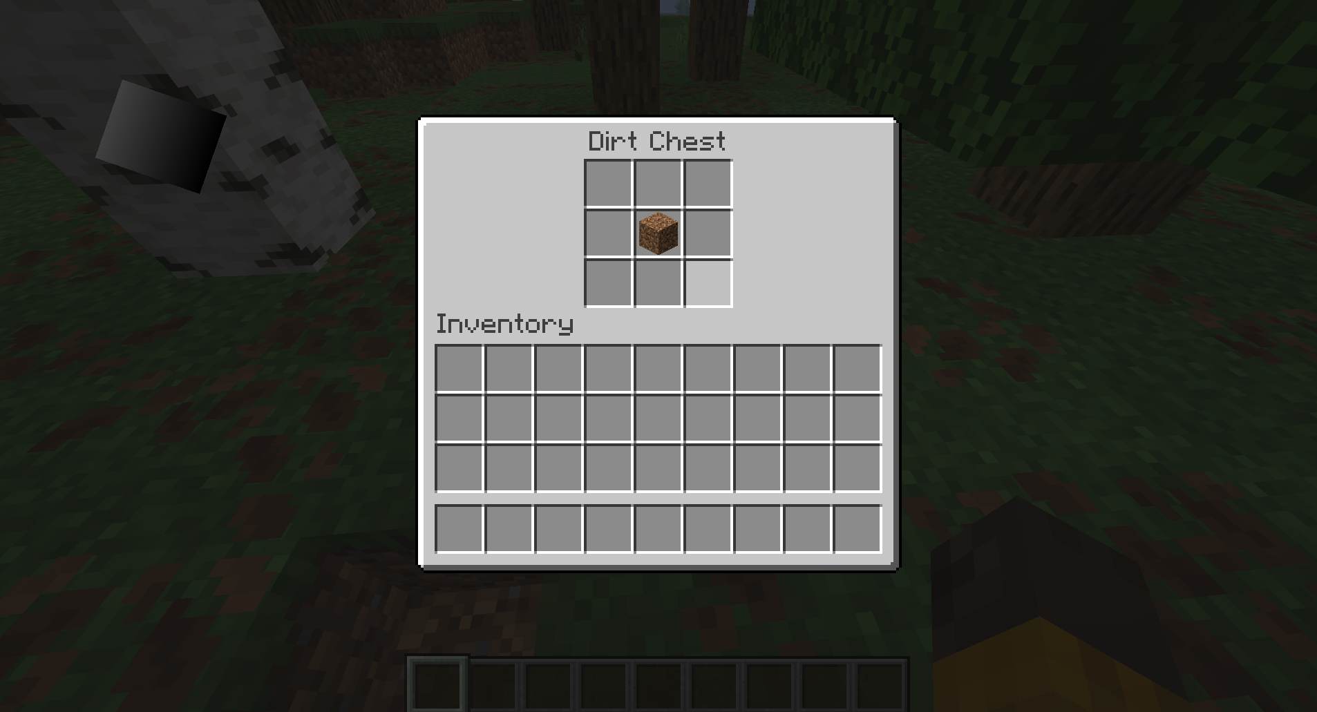 Dirt Chest Menu in game