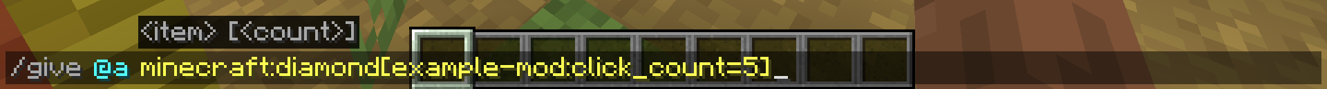 command showing the custom component