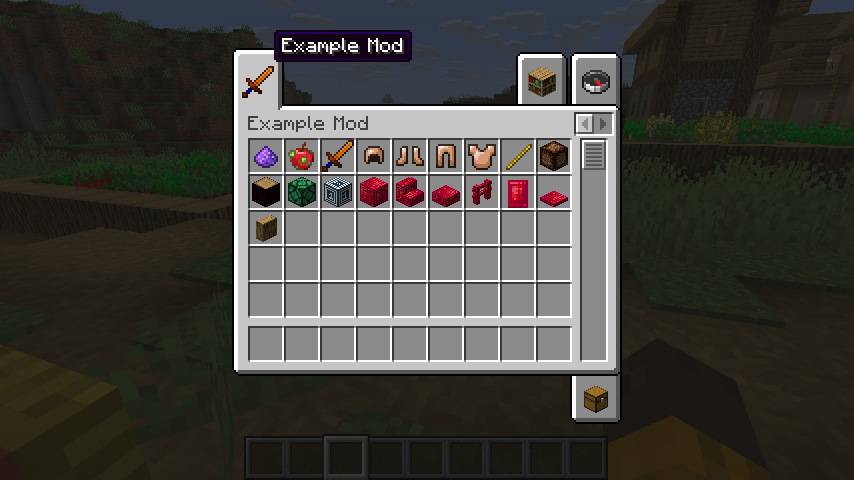 Fully completed creative tab with translation and items