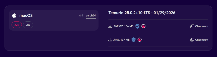 Temurin Java Download Page